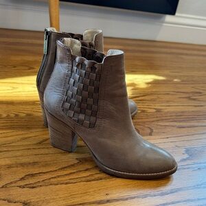 Aquatalia Brown Ankle Boots with Woven Detail